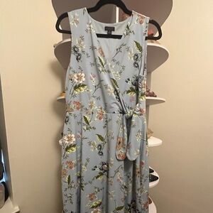 Ann Taylor Floral Wrap Midi Dress - Soft Blue